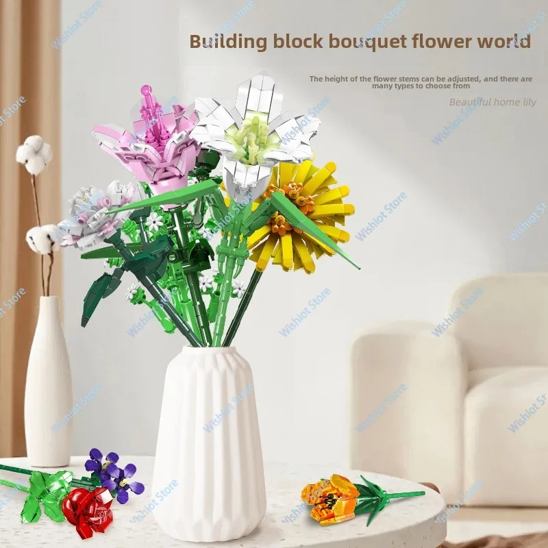 Mould King Flower World Series Building Blocks Flower Bouquet Rose Orchid DIY Toys Girls&Mom Gift Home Bonsai Plant Decoration