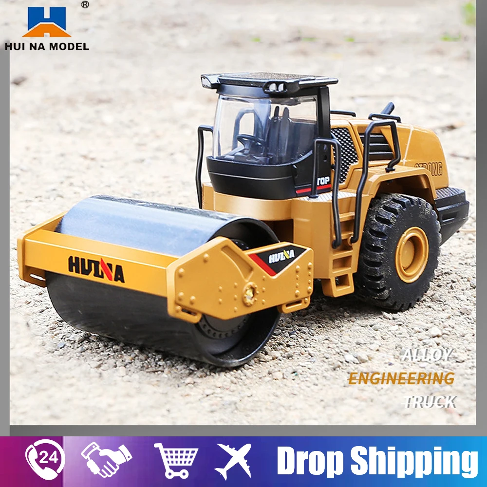 Huina 1815 1:60 Alloy Roller Car Model Diecast Metal Toy Vehicles Excavator Car Model Collection High Simulation Children Gift