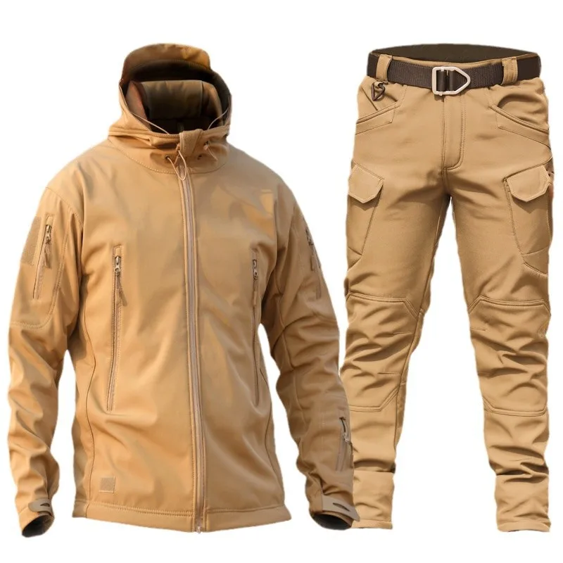 

Men's Mountaineering Sports Set Tactical Multi Pocket Warm Outdoor Camping Hunting Hiking Camping Men's Hunting Work Clothes