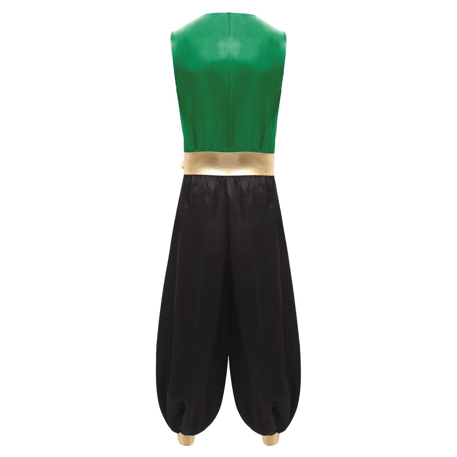 Disfraz de Príncipe árabe árabe de Halloween para hombre, disfraz de actuación sin mangas, mono con cinturón metálico para uniformes de fiesta y Carnaval