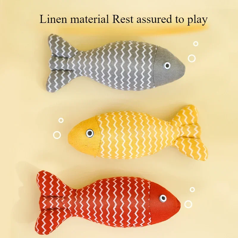 

Pet Cat Mint Fish Toy Teasing Linen Fish Self Hi Mint Doll Toy