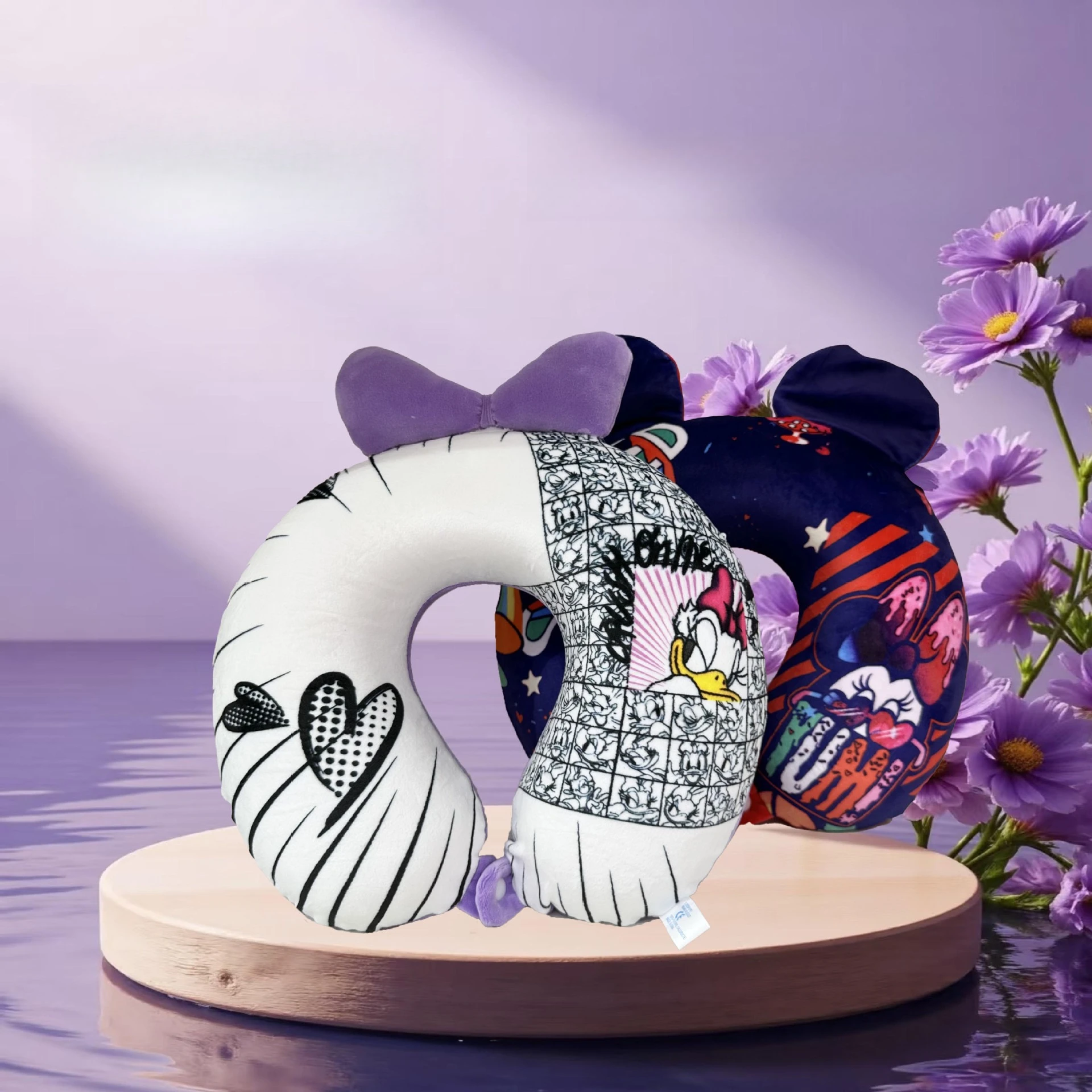 

Miniso cartoon printed creative u-shaped pillow travel neck pillow portable car pillow office neck pillow nap pillow