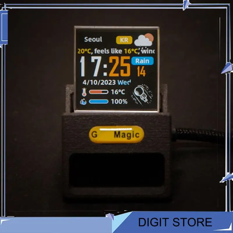 DIGIT-Bitcoin Stock Ticker Monitor Weather Digital Display Clock Personalized GIF Picture Playback Built-In Gyro Sensor Clock A