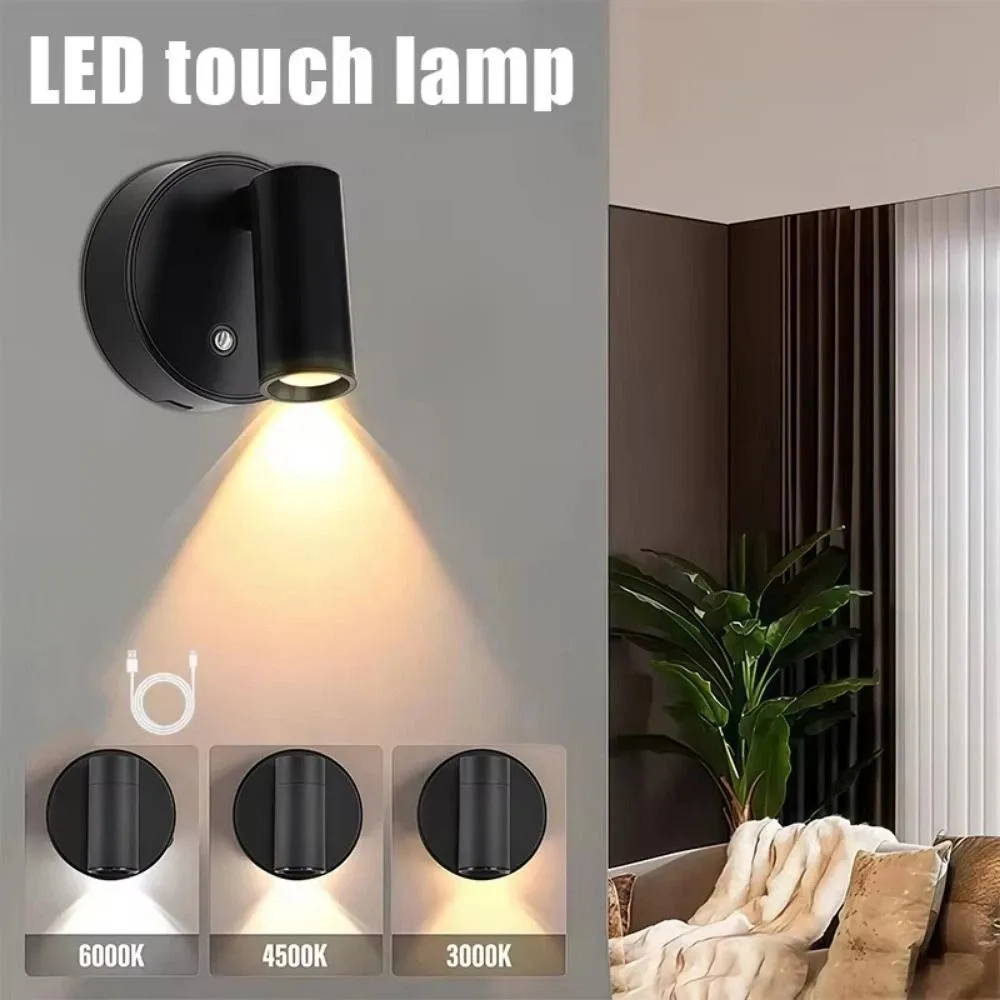 

Wireless LED Wall Sconces Light 0.5W 360° Rotation LED Cordless Wall Light Magnetic Base USB Rechargeable Touch Switch Spotlight