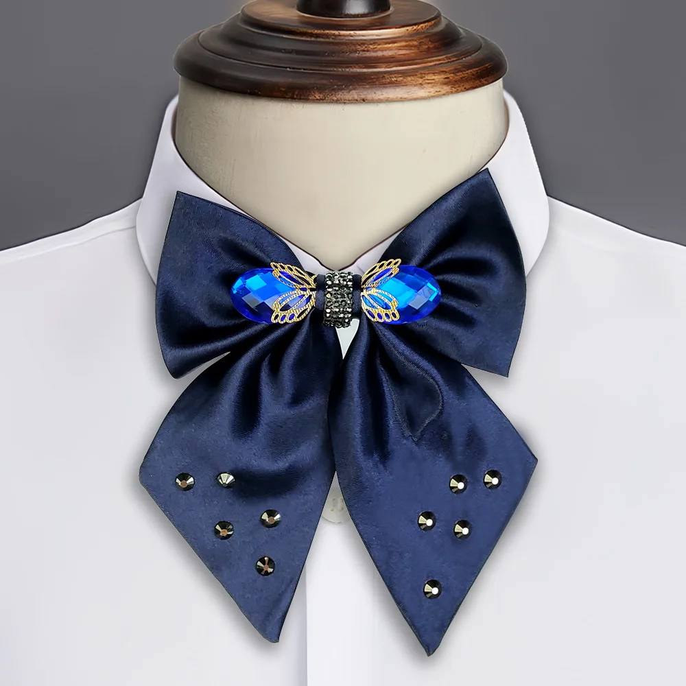 

Men's BowTie Korean Style College Shirt Double-layered Rhinestone Ribbon Butterfly Knot Hairpin Elegant Sweet Cute Collar Flower