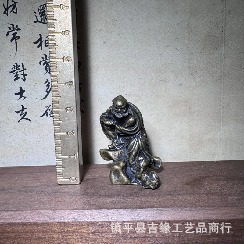 Antique Brass Eighteen Arhats Retro Dragon Subduing Tiger Desktop Decorative Crafts Buddha Statue Ornaments
