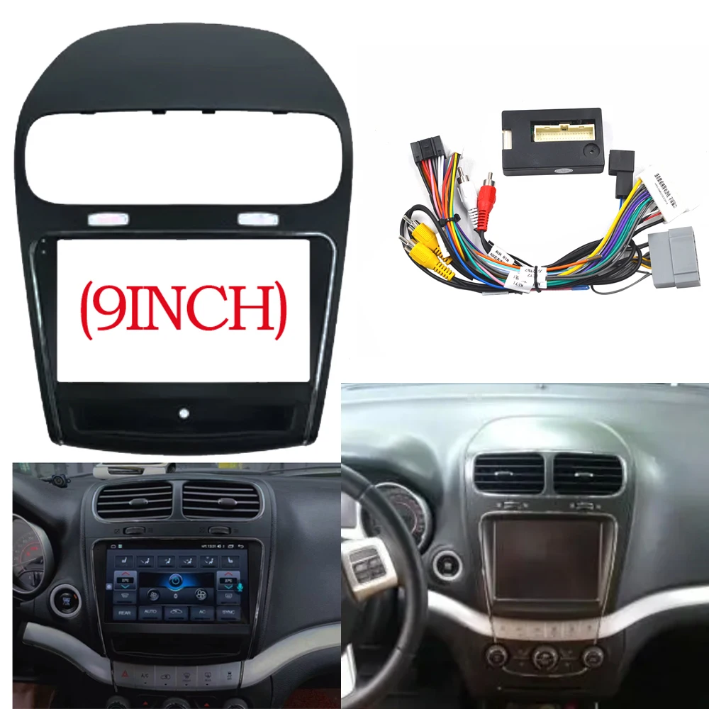 9 Inch Fascia For Dodge Journey Fiat Freemont Car Radio Stereo GPS MP5 Android Player Head Unit 2Din Panel Dashboard Frame Cover