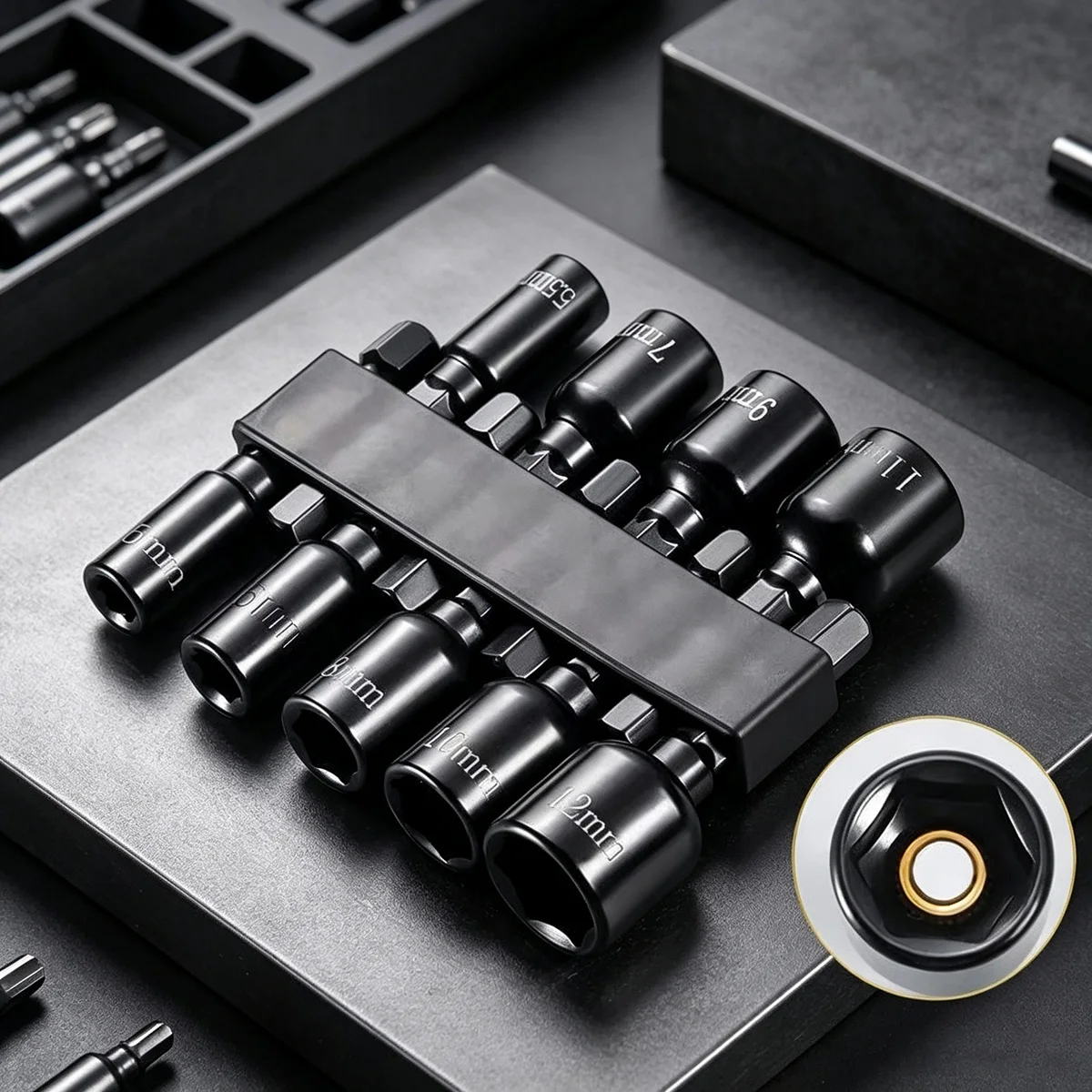 Strong Magnetic Hex Shank Nut Driver Bit Set Metric Hex Socket Drill Bits High Torque Anti-slip Power Tool Kit Motorcycle Repair