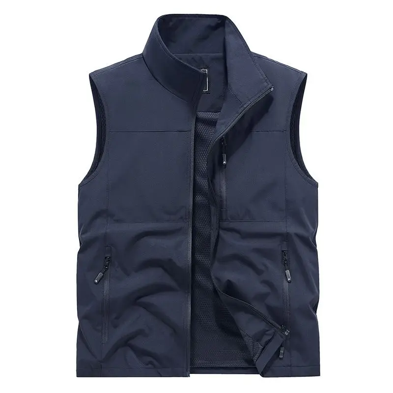 Premium Breathable Multi-Pocket Outdoor Vest for Spring Autumn Plus Size Men Middle-Aged Sleeveless Jacket Waistcoat