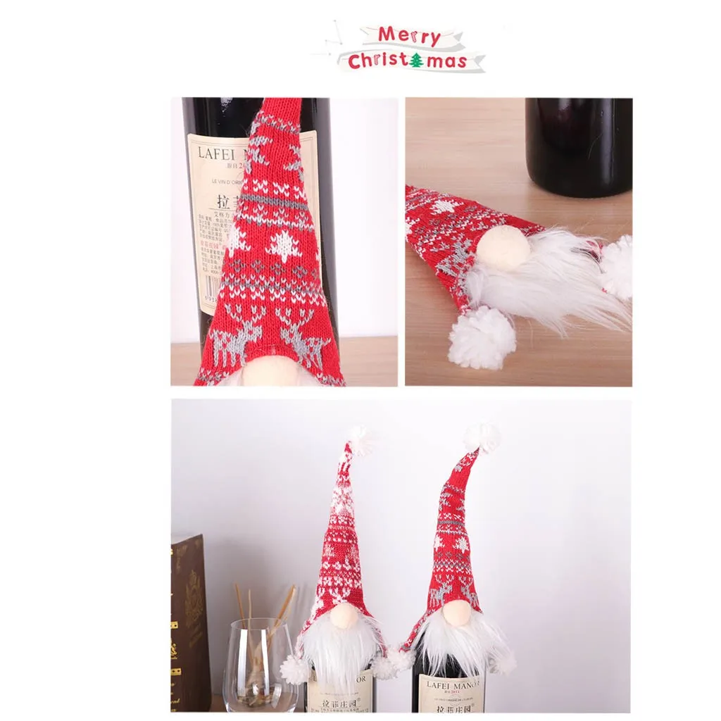 New Christmas Decor Faceless Doll Wine Bottle Holder Santa Claus Wine Bag Christmas Gifts Decoration décorations de noël navidad