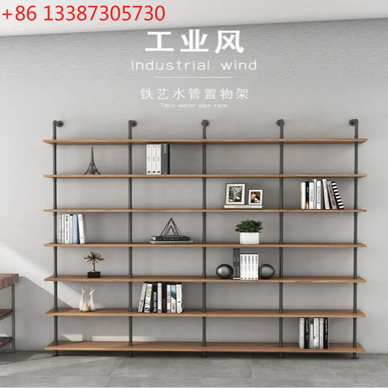 

Creative shelf bookshelf creative water pipe wall wrought iron shelf loft large shelf