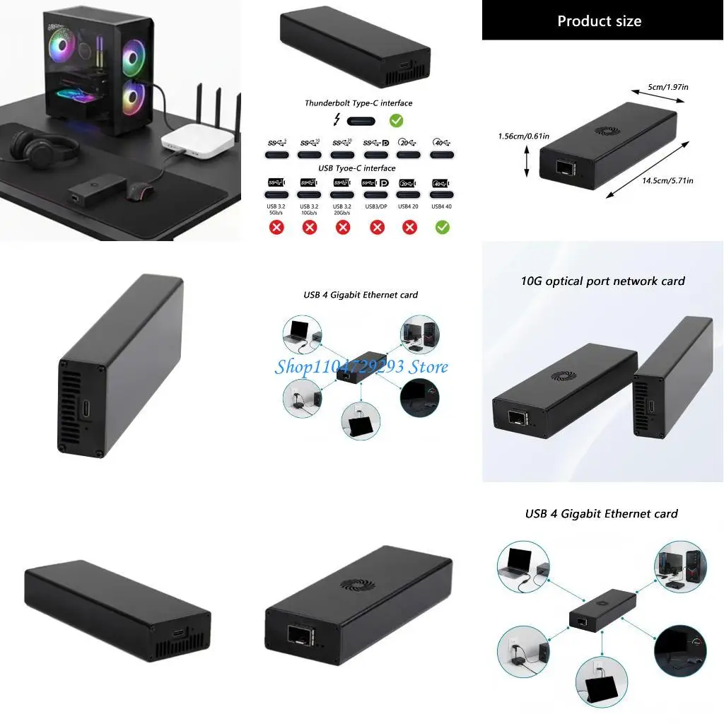 

Y2GD USB4 10G Gigabits Networking Adapters Plugs And Play For 4K 8K Video Streaming