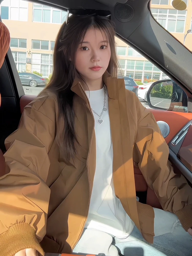 

Коричневый воротник-стойка Flight Jaet Мужское ор-бомберное пальто American Sle Baseball irt Весна Осень Молодежная одежда для улицы