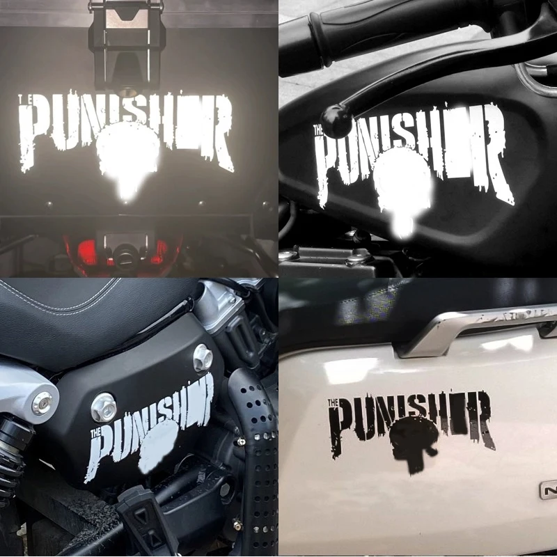 

1 PCS Punisher Reflective Helmet MotorcycleTank Decals Stickers Decorative Accessories Creative Waterproof PVC Skull Decals