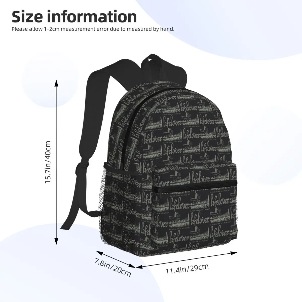 Lifelover Black Metal Band Depressive Rock Erotik Music Student Backpack School Bag Hiking Travel Daypack Bookbag Shoulder Bags