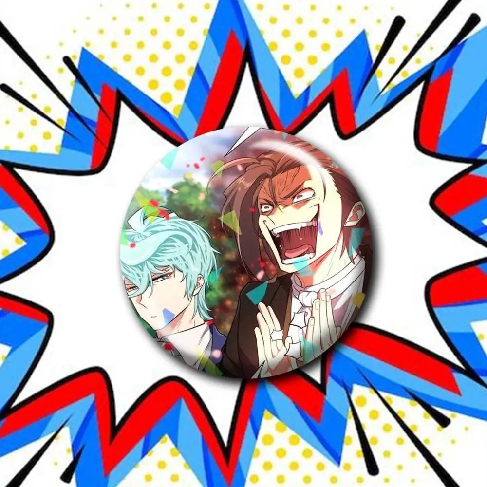 E-Estate D-Developer Manhwa Lloyd Customizable Round Brooch Pins, Personalized Badges With Broken Glass Design Fashion Accessory