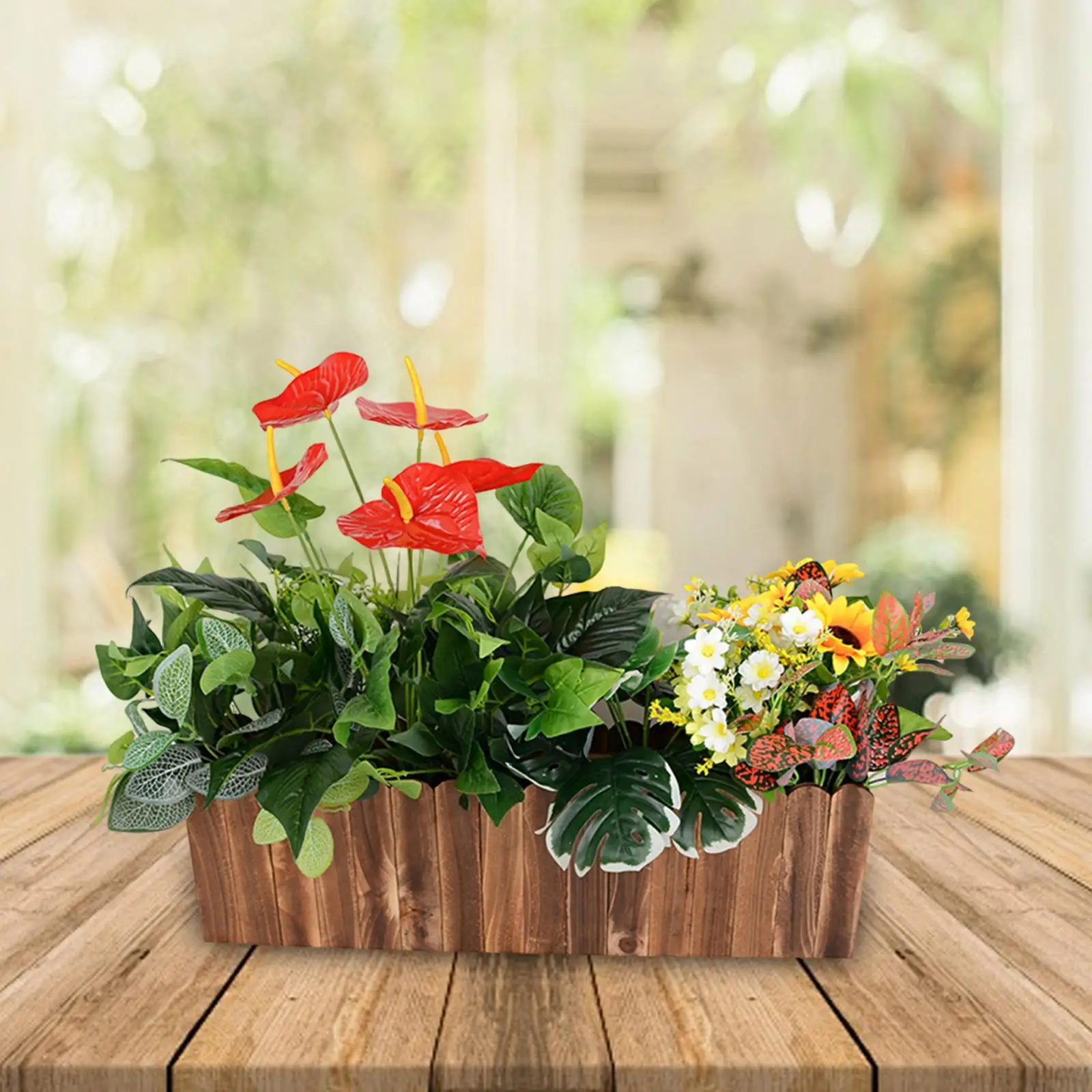 Solid Wood Flowerpot Farmhouse Flower Bucket ,Rectangular,Accessories Organizer