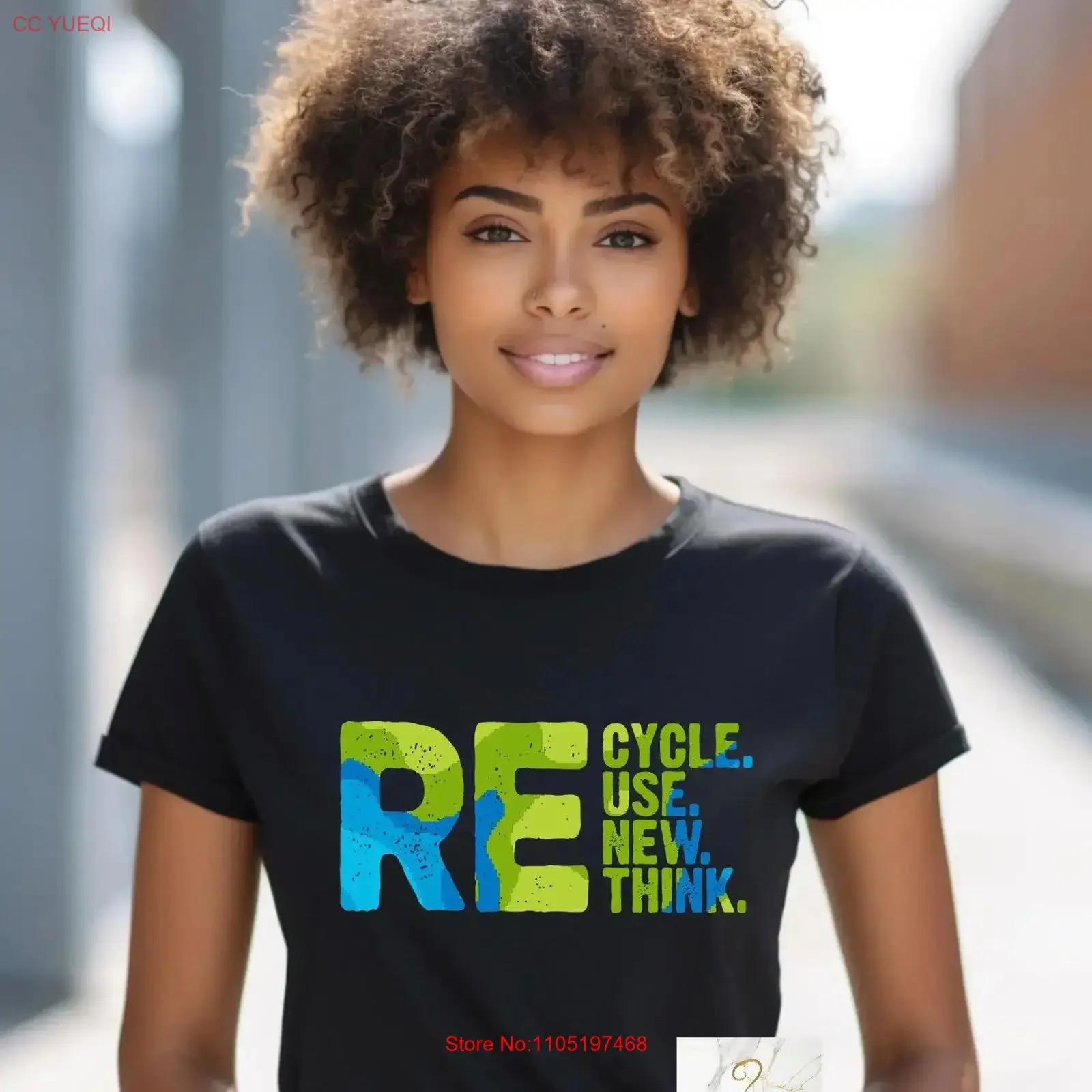 إعادة تدوير إعادة الاستخدام تجديد إعادة التفكير Walmart تي شيرت خمر غسلها عادية الرسم للجنسين الشارع الشهير امتدت مريحة متعددة الاستخدامات