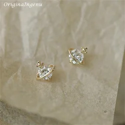 Solid 9K Gold Celestial Body Stud Earrings Zircon Earrings 9k Gold Jewelry Tarnish Resistan Fine Jewelry Wedding Gift