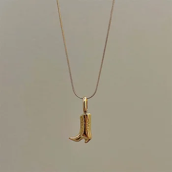 Roestvrijstalen spijkerlaarzen, hanger ketting, sieraden in retrostijl, vacuüm verguld 18k echt goud in de oven