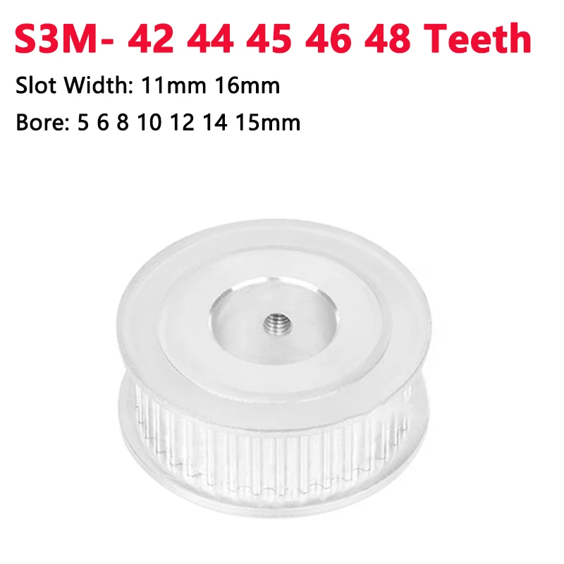 

1pc 42 44 45 46 48 Teeth S3M Timing Pulley Aluminum 42T 44T 45T 46T 48T Synchronous Wheel For Belt Width 10 15mm Bore 5-15mm