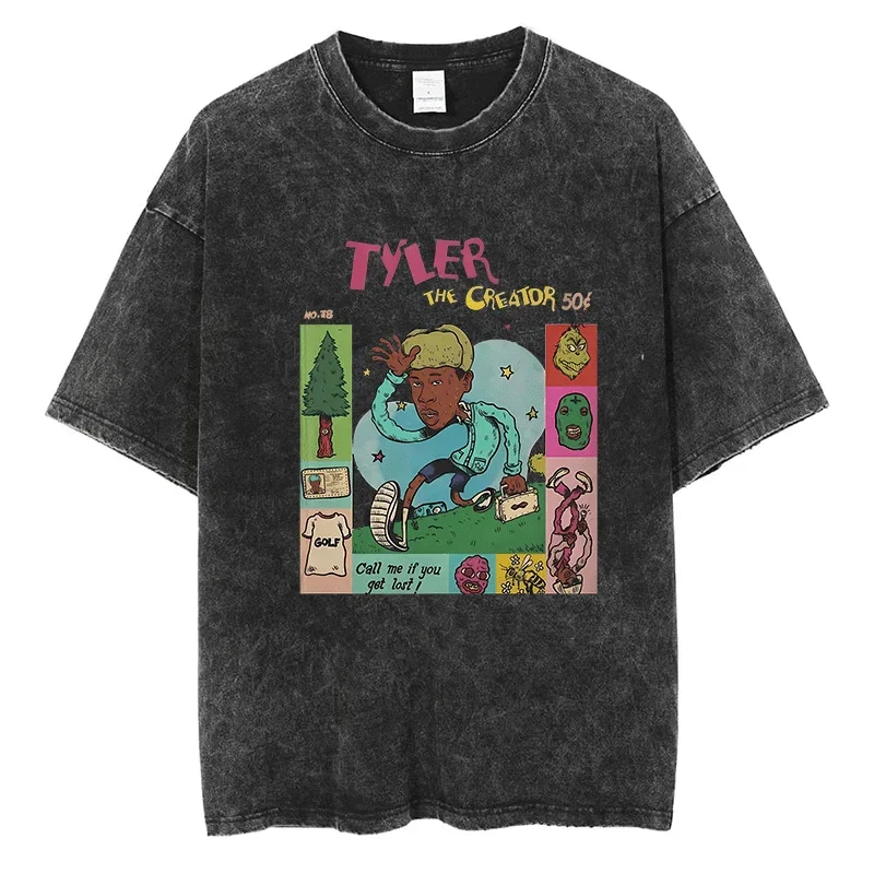Camiseta de rapero Tyler para hombres y mujeres, ropa de calle de algodón, Vintage, de gran tamaño, suelta, de manga corta, estilo Harajuku, Hip Hop, y2k