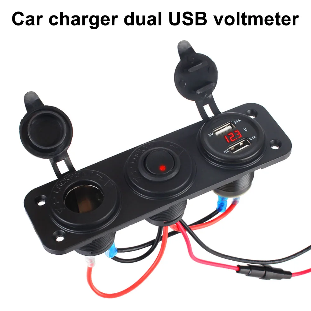 Splitter Panel with LED Voltmeter Cigarette Lighter with Toggle Switch PD Socket 12V Splitter USB Charger Socket USB C QC3.0 Car