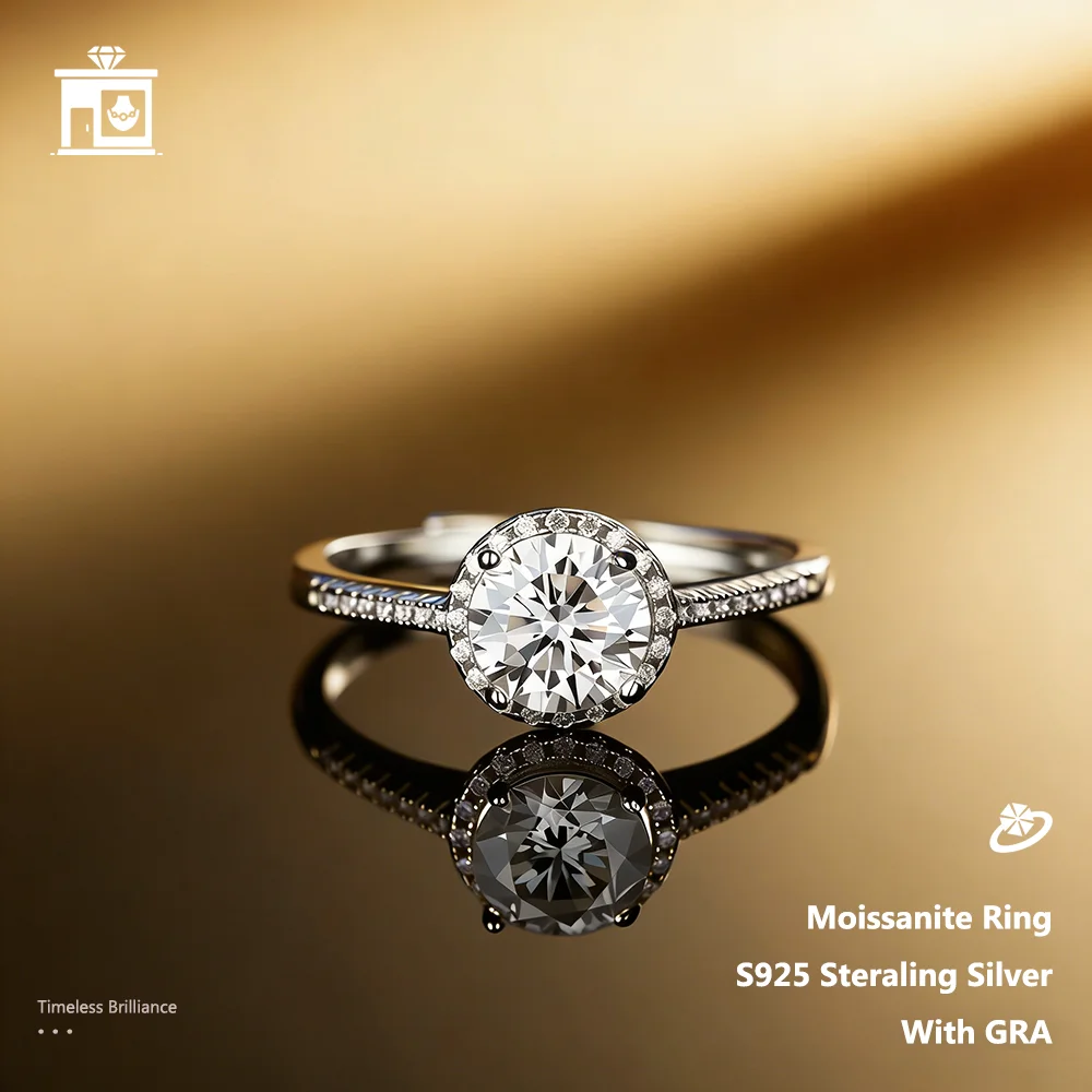 Luxury Sparkling With GRA Certificate Moissanite Adjustable Rings Pass Diamond Tester S925 Sterling Silver Women Man Party Gi