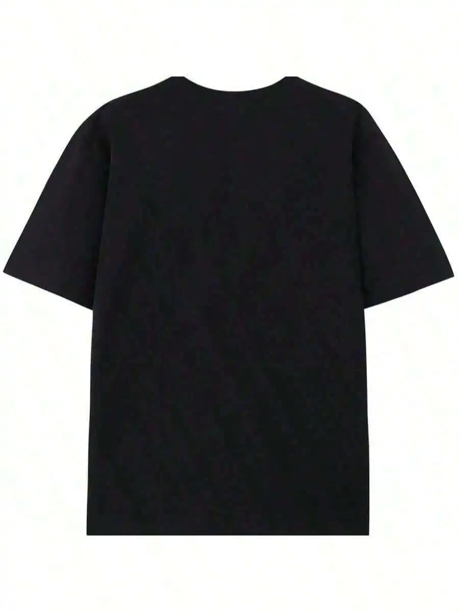 

Black Cotton Graphic Tee For Men And Women Vintage Festival Style