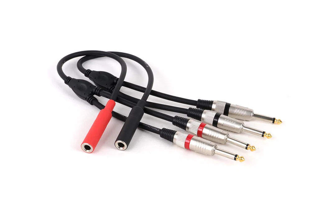 6,35mm Buchse auf 2 6,35mm Stecker Adapter kabel 1/4 6,35mm ts/trs Stecker auf zwei 6,35mm Mono-Buchse y Splitter Stereo-Audio kabel – Detail 3