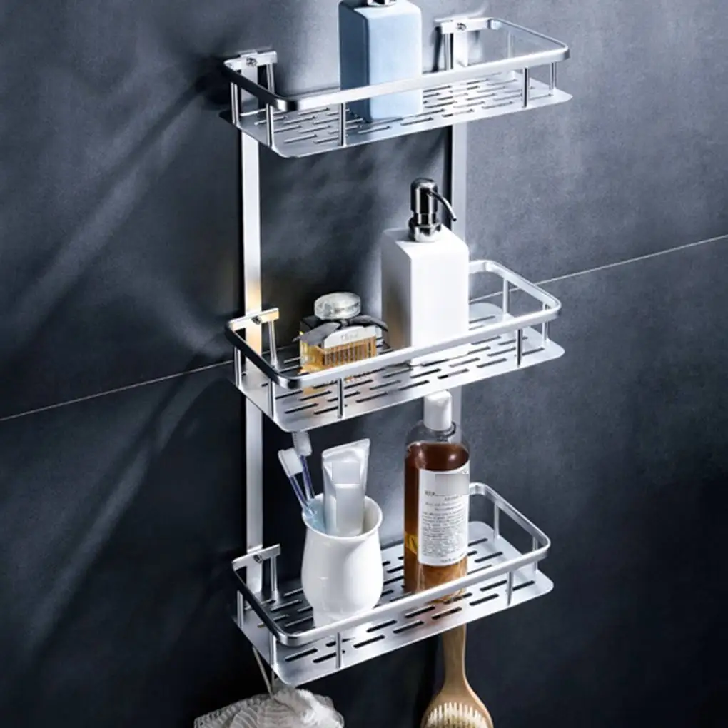 

Алюминиевая угловая полка без перфорации для ванной комнаты, гель для душа, органайзер для шампуня, держатель, полки для хранения косметики