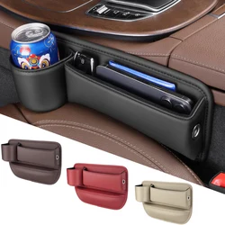 Caja de almacenamiento de hueco de asiento de coche, hendidura de hueco de asiento, soporte de llave de teléfono de tarjeta, bolsa de bolsillo de cuero, accesorios interiores universales para automóviles