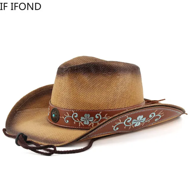 Nowy Vintage słomkowy kapelusz zachodni kapelusz kowbojski wiosna lato Panama kapelusze przeciwsłoneczne Retro elegancki Cowgirl czapka jazzowa Sombrero Hombre