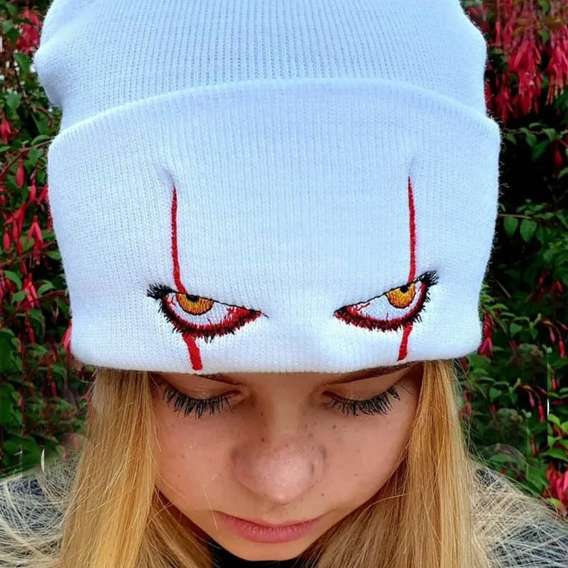 

Horror Eyes Embroidered Knitted Hat Horror Elastic Knitted Hat Hip Hop Lightweight Skull Hat Cold resistant and Warm Ski Hat Sui