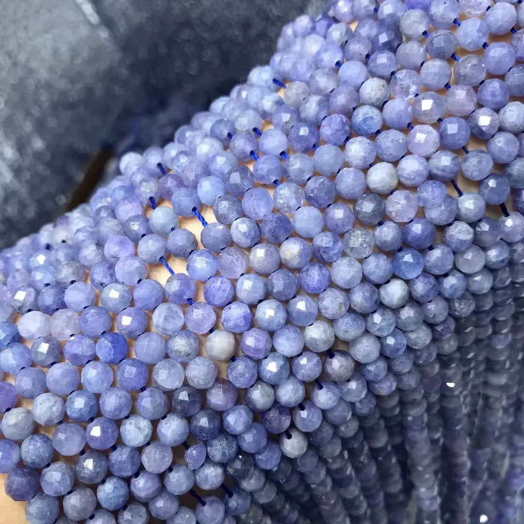 4A  Tanzanite faceted Round BLUE 5m nature beads for making jewelry necklace 38 FPPJ wholesale loose BEADS