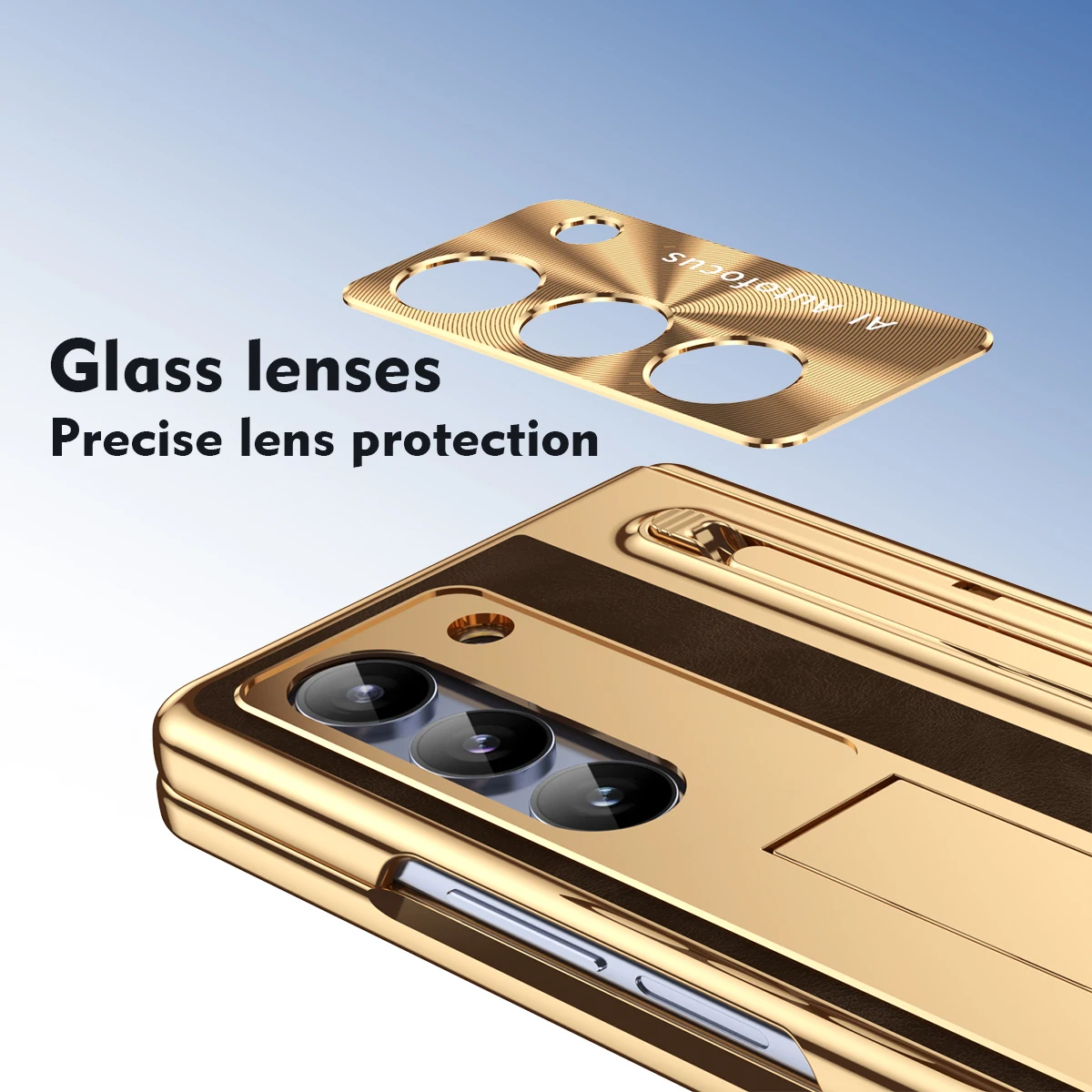 Etui skórzane z długopisem do Samsung Galaxy Z TriFold Fold 8 7 6 5 4, elektroplaterowane zawiasy, odporne na wstrząsy, z podstawką i szklaną folią. — zdjęcie produktu 2