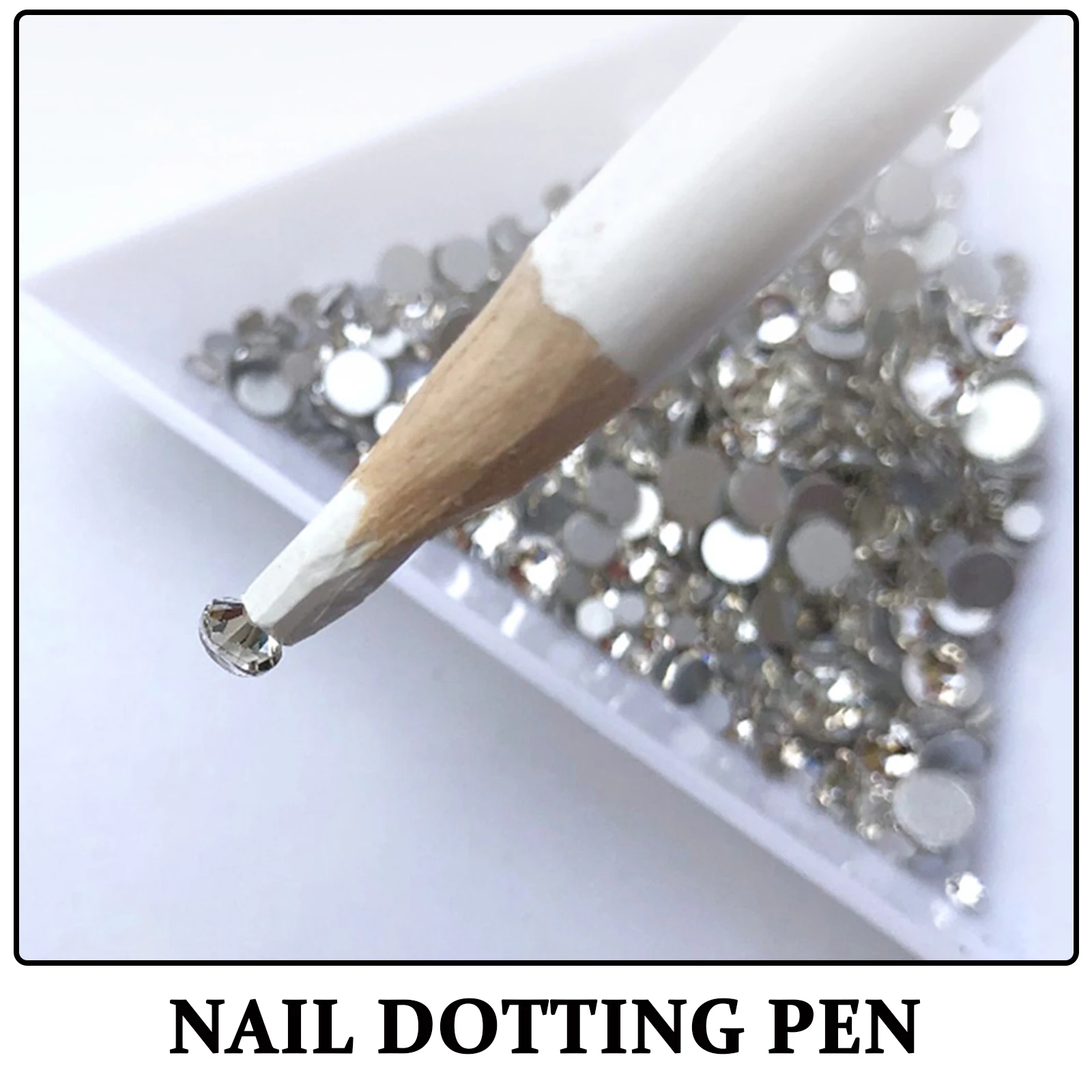 

12pcs Dotting Pen Nail Art Rhinestones Picker Wax Pencil Manicure Tools Gems Picking White Wood Professional Home Use