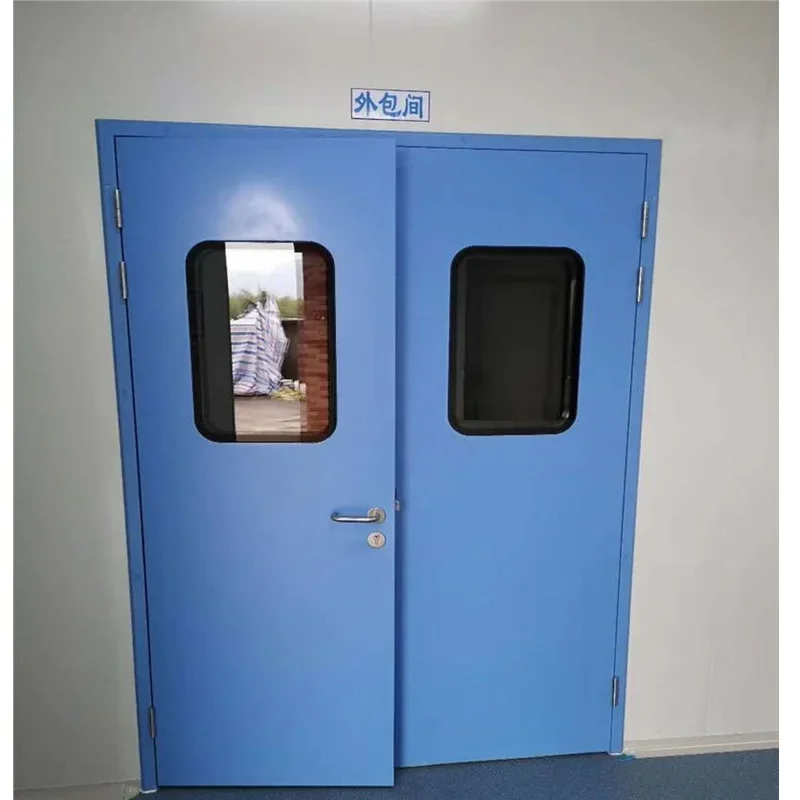 

Automatic clean room door with motor mechanism and automatic swing