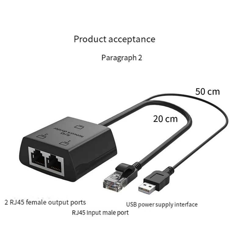 

Разветвитель RJ45, 1–2, Ethernet-адаптер, совместимый с Cat5 Cat5e, удлинитель сетевого кабеля для маршрутизатора, ноутбука, прочный, простая установка (мужской)