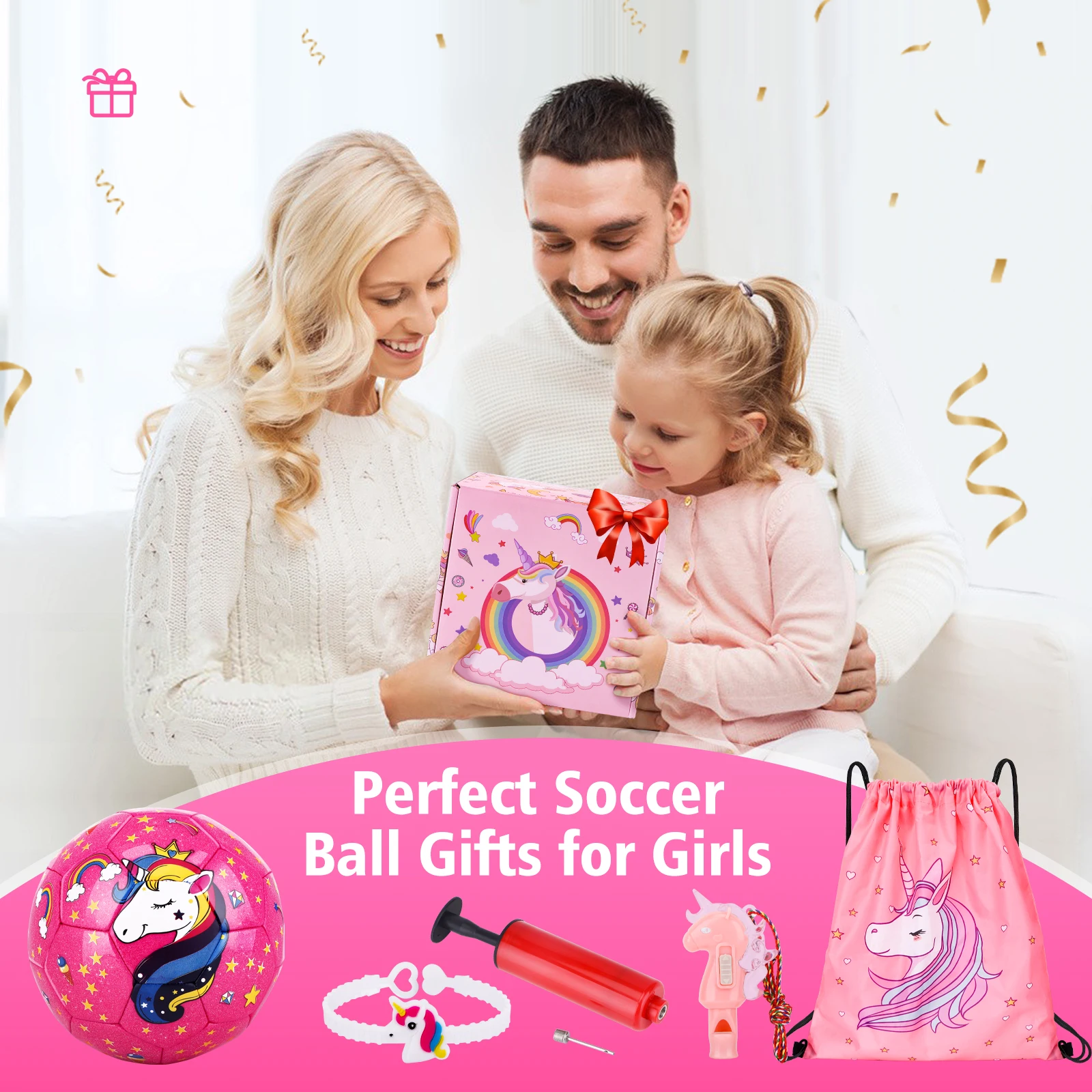 Soccer Ball Tamanho 3 Soccer Ball Glitter Unicorn Presentes para Meninas Meninos Crianças Toddler Soccer Balls Kids Outdoor Kids Football Gifts