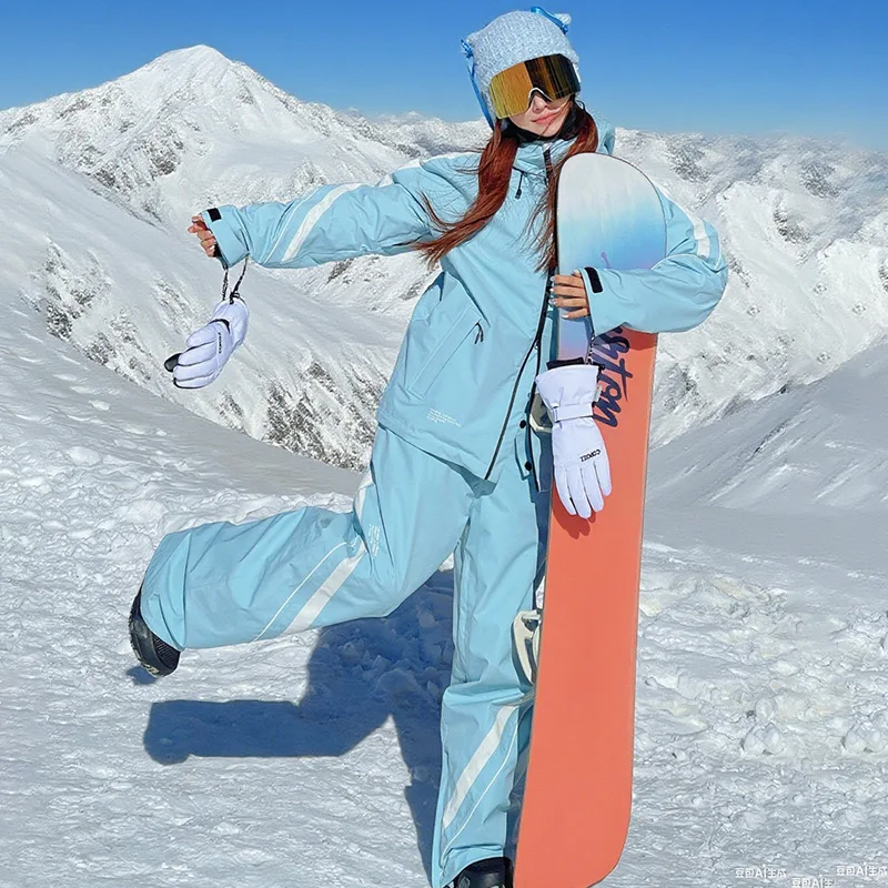 

Новый лыжный костюм для мужчин и женщин, зимний, теплый, ветрозащитный, водонепроницаемый, для сноуборда, 3-слойный, комплект из двух частей.