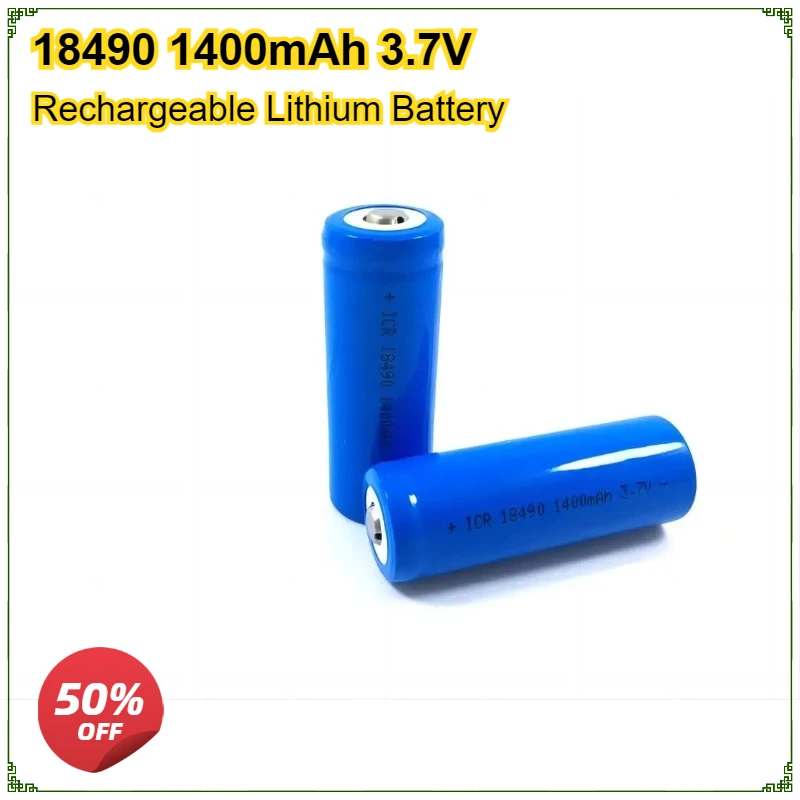 2pcs/lot ICR18490 1400mAh 18490 Rechargeable Lithium Battery 3.7V 18500