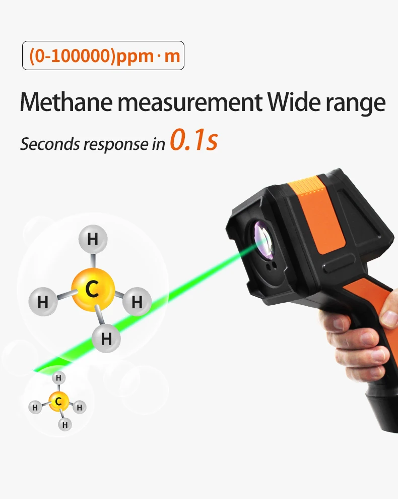 Aikesi YC-100 Portable  Laser Methane Detector CH4 Leakage Remote  Methane Gas Concentration Detector Laser CH4 Analyzer
