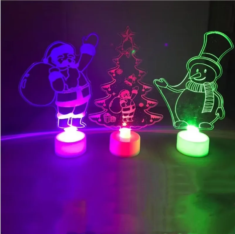 1PC Merry Christmas LED Color Changing Mini Xmas Tree Home Table Party Decor Charm Santa Claus Decorations