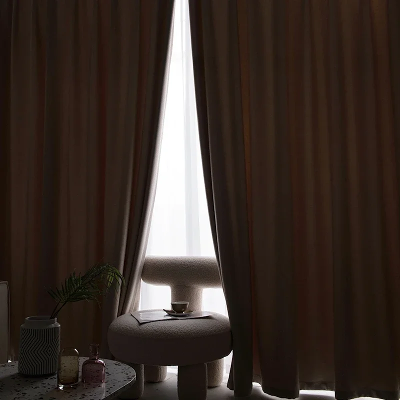 Bedroom Full Blackout Soundproof Curtain Balcony Bay Window Drapes Simple Living Room Drape Large Area Study Thickened Curtains