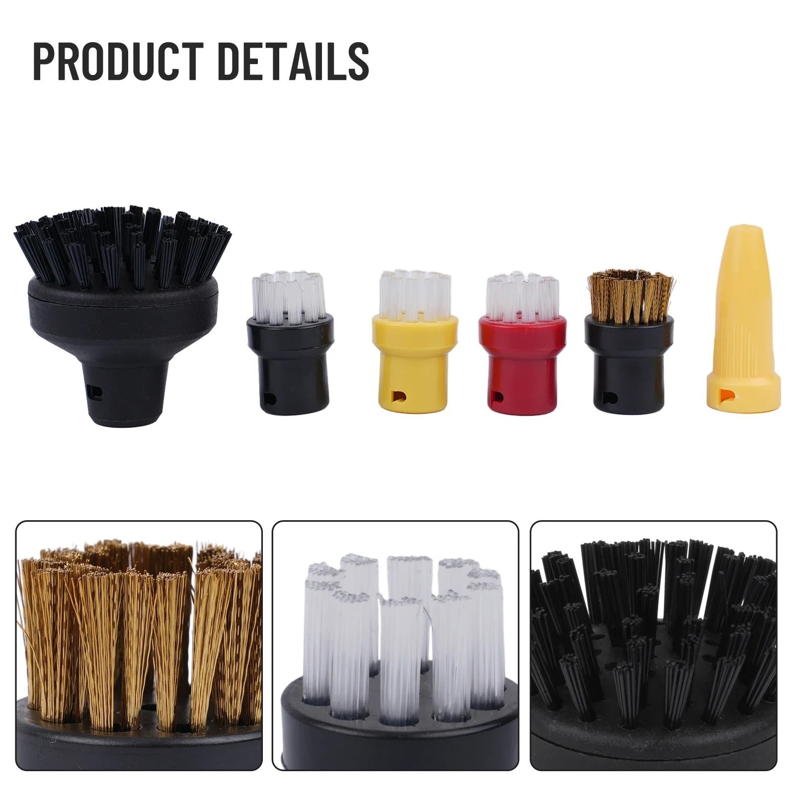 

Durable Attachment Brand New Round Brush Set 6pcs Brush Accessories Steam Cleaner Accessorie For Karcher SC1 SC2 SC3 SC4