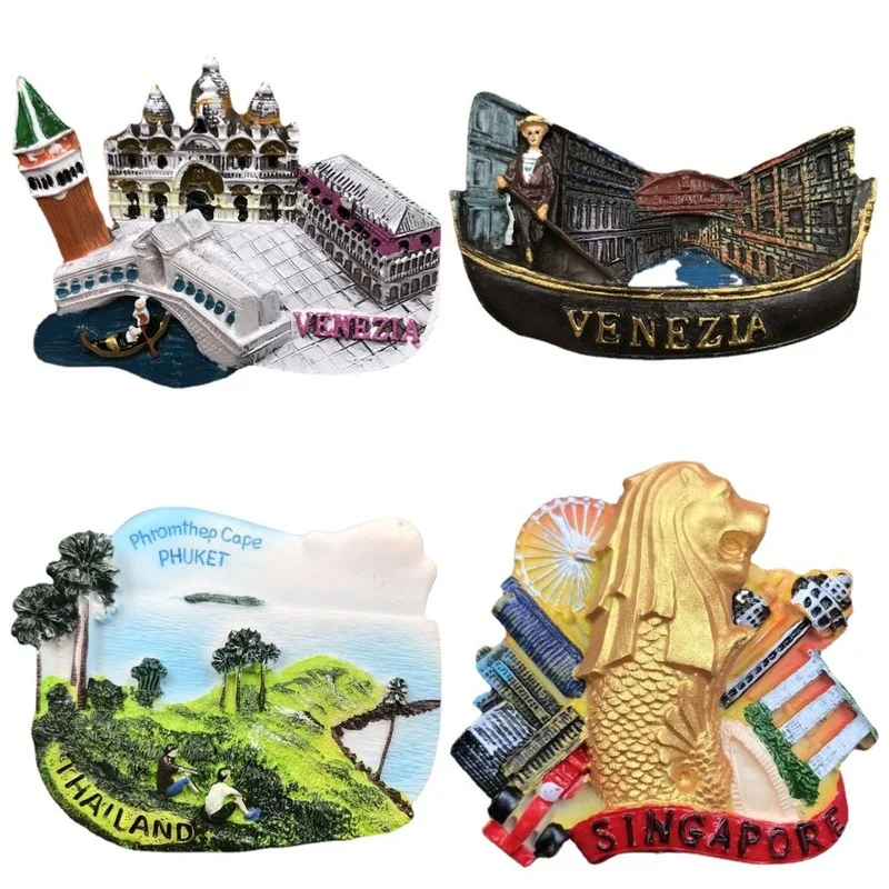 Thailand Venice Travelling Souvenirs Frdige Magnets Singapore Phuket Island Tourist Souvenirs Magnetic Stickers Home Decoration