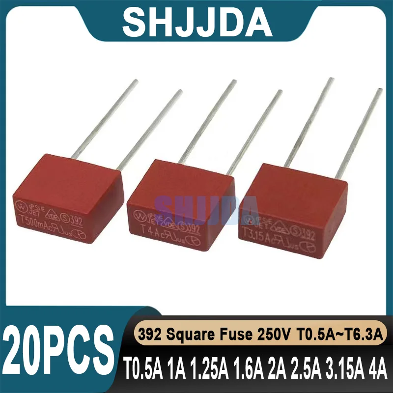 (20 pieces) 392 Fuse Square 250V T0.5A T1A T1.25A T1.6A T2A T2.5A T3.15A T4A T5A T6.3A T8A T10A 392 Fuse Power Fuse Slow Break