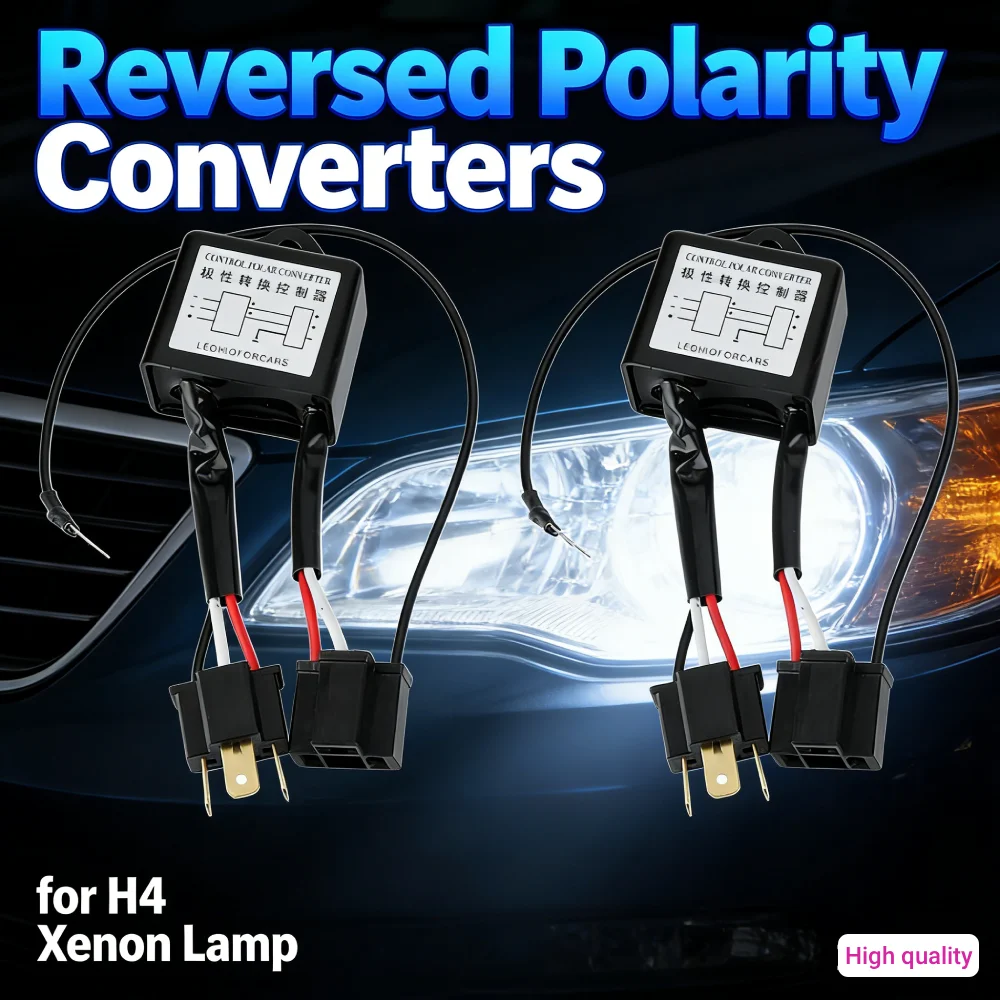 

Пара автомобильных светодиодных фар: пластиковый конвертер полярности (плюс/минус) для светодиодов, черный декодер для ксеноновых ламп H4