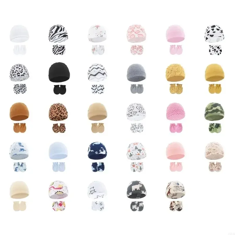 

Comfortable Newborns Baby Hat with Matching Scratch Proof Mittens 0-6 Months Infants for Keeping Fingers Warm 15UB